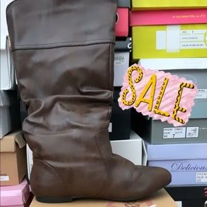 Brown leather boots